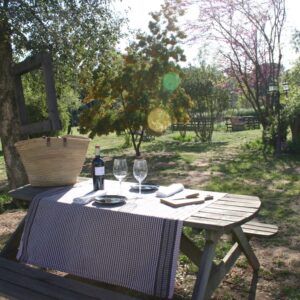 Pícnic sota l'alzina surera a la masia de can Tomàs